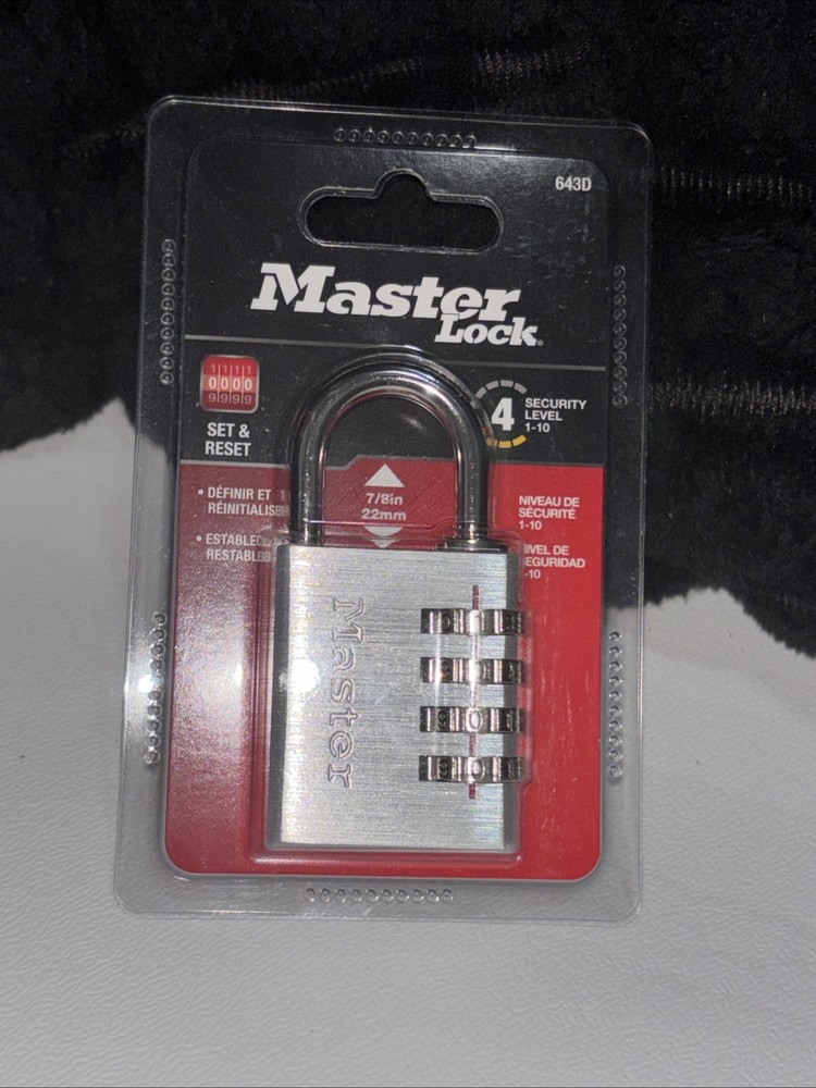 MASTERLOCK Numeric Combination Lock, Set Your Own Combination Padlock, 643D NEW