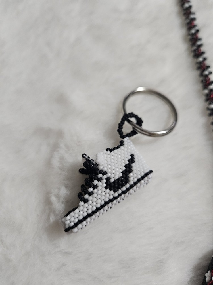 Nike handmade Beaded Logo Medallion & Sneaker Keychain Set