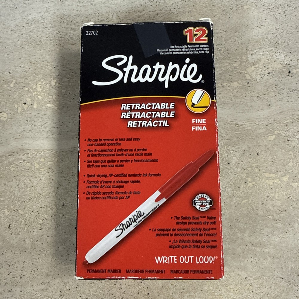 Sharpie Fine Retractable Permanent Marker Red 12 32702