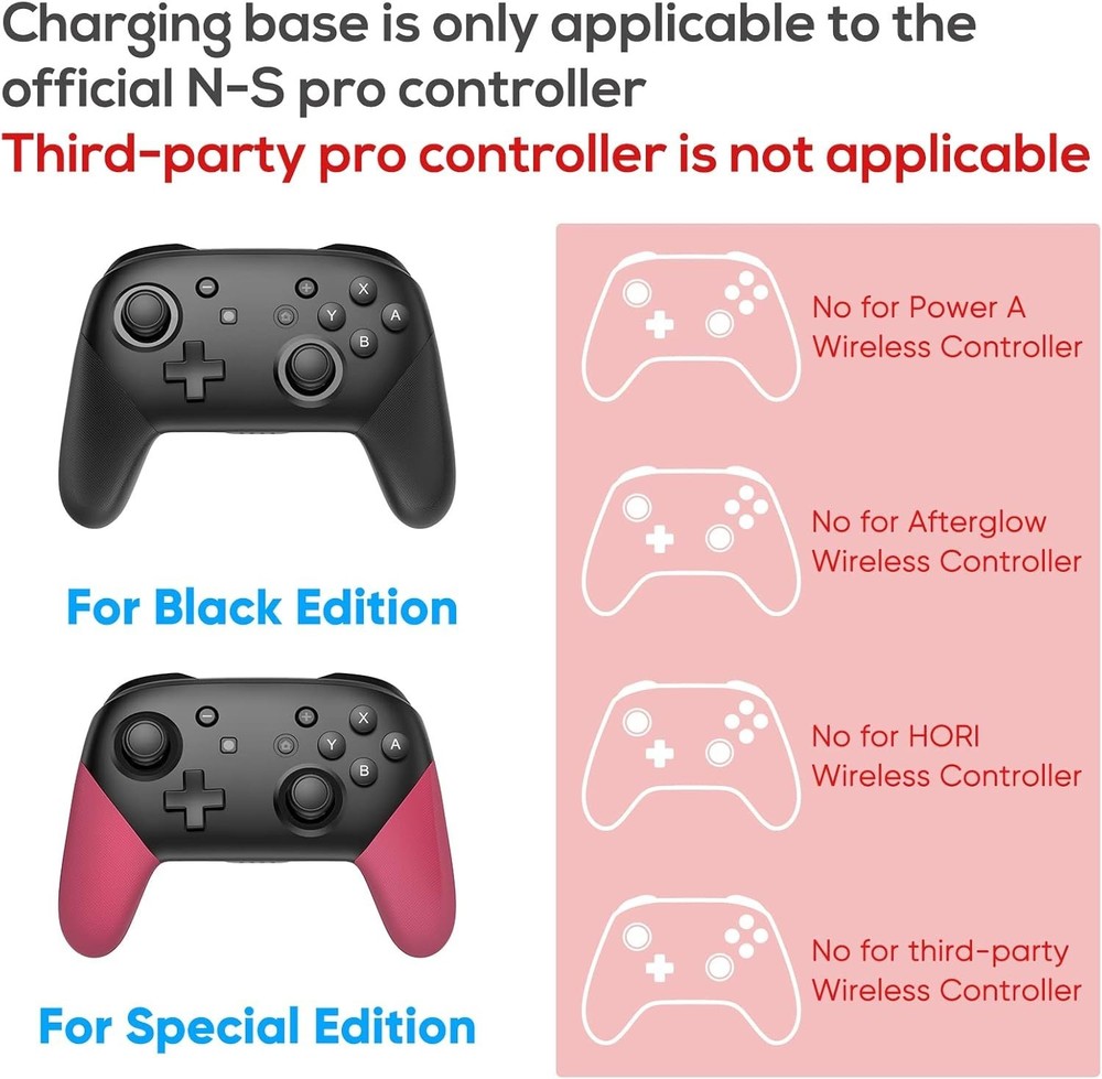 Safe & Compact Charging Dock for Switch Pro Controllers - 6-in-1 with Smart Chip