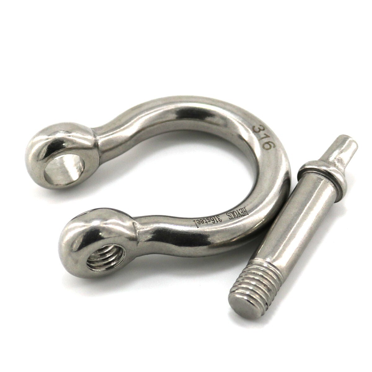 6 Pack 1/4" Stainless Steel D-Ring Shackle Heavy Duty Screw Pin Anchor Shackle