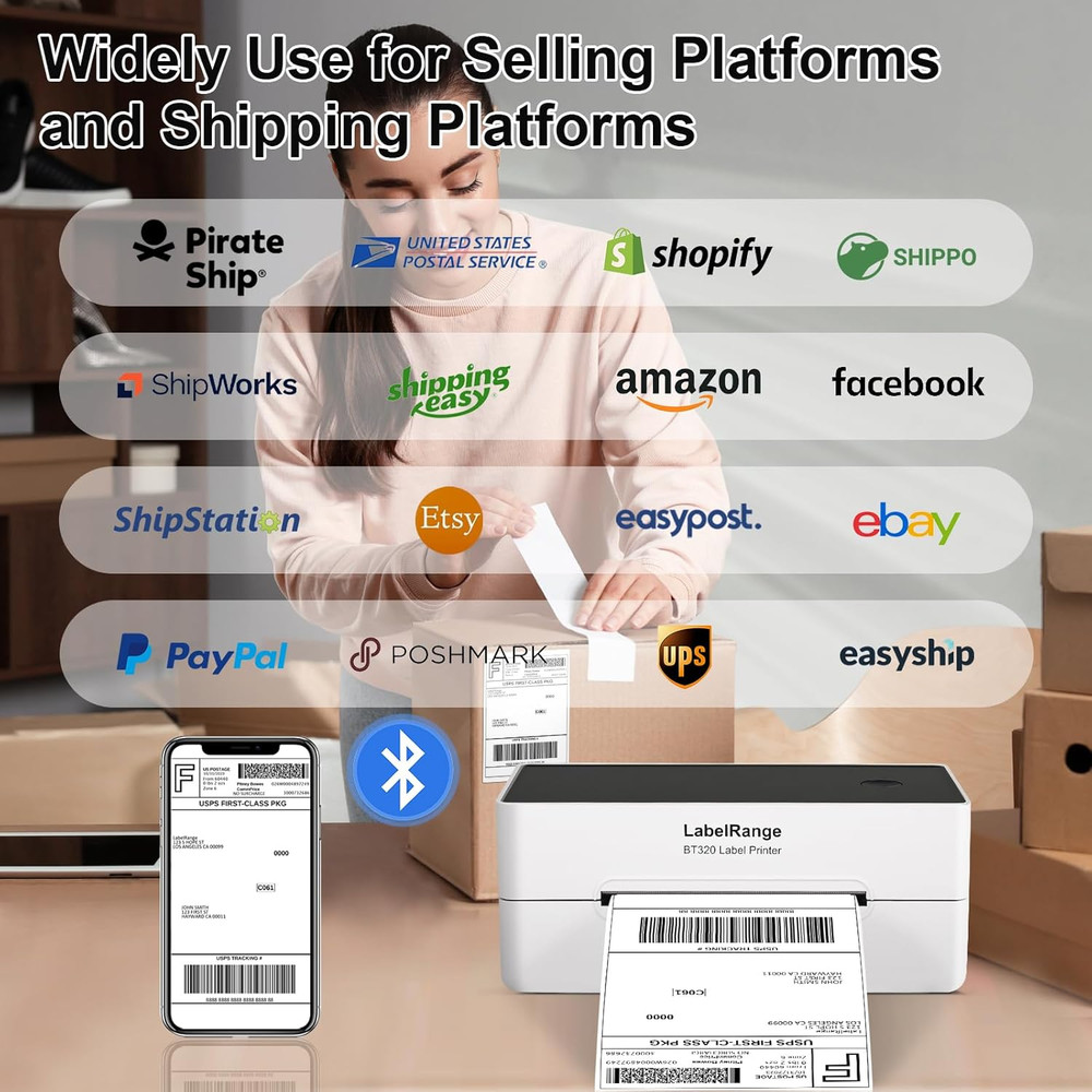 Labelrange Ecommerce Label Printer 4X6, Thermal Shipping Label Printer, Support