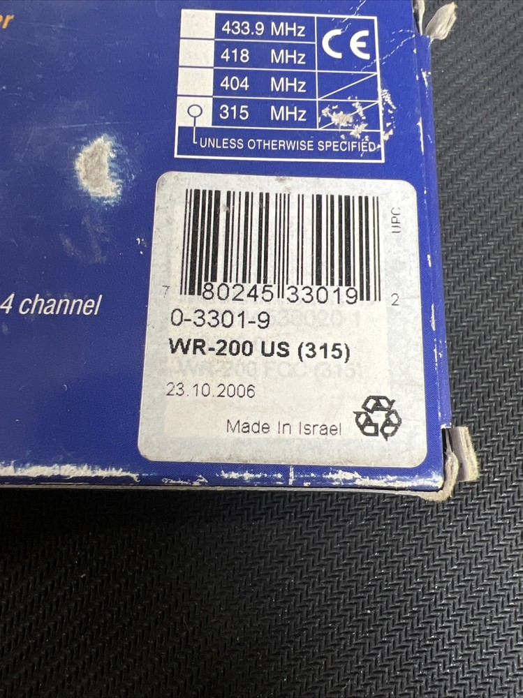 Visonic WR-200 1- Channel Security System Wireless Receiver New
