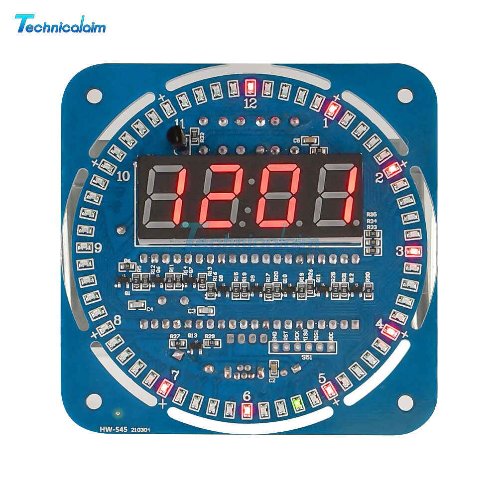 Assembled DS1302 Rotating LED Electronic 5V Digital Clock 51 SCM Learning Board
