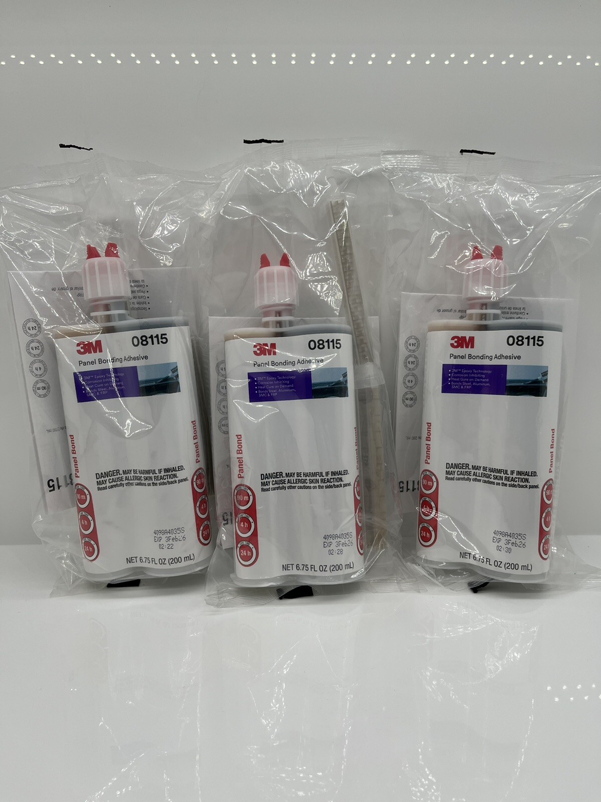 3M 08115 3-PACK 2-Part Panel Bonding 200 mL 8115 Dual Cart QTY 3 EXPIRES 2026