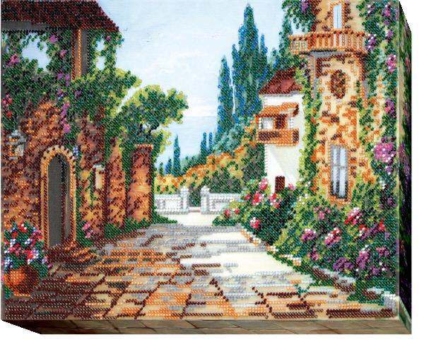Bead embroidery kit Seaside Lane needlework kit Art canvas beadwork pattern
