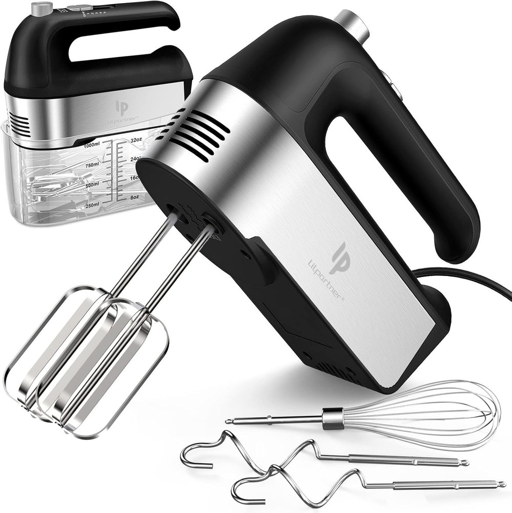 Compact Stainless Steel Hand Mixer - 5 Speeds, Eject Button & Storage Case