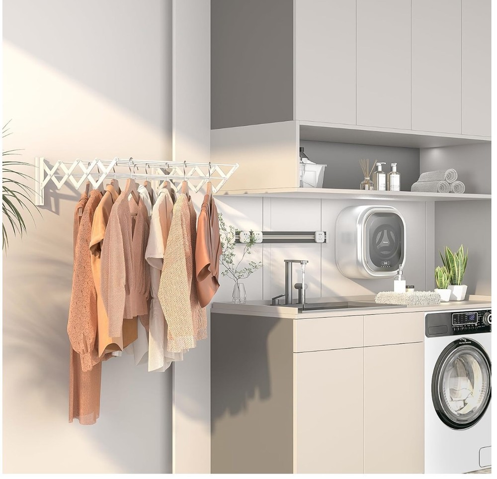 X-cosrack Wall Mounted Clothes Drying Rack, 31.9" Wide Rustproof retractable
