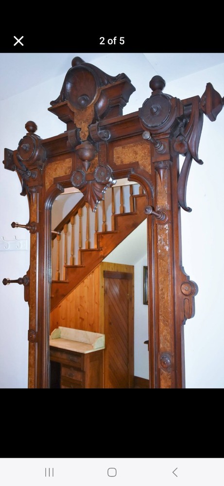Antique Victorian Renaissance Thomas Brooks Walnut Hall Tree