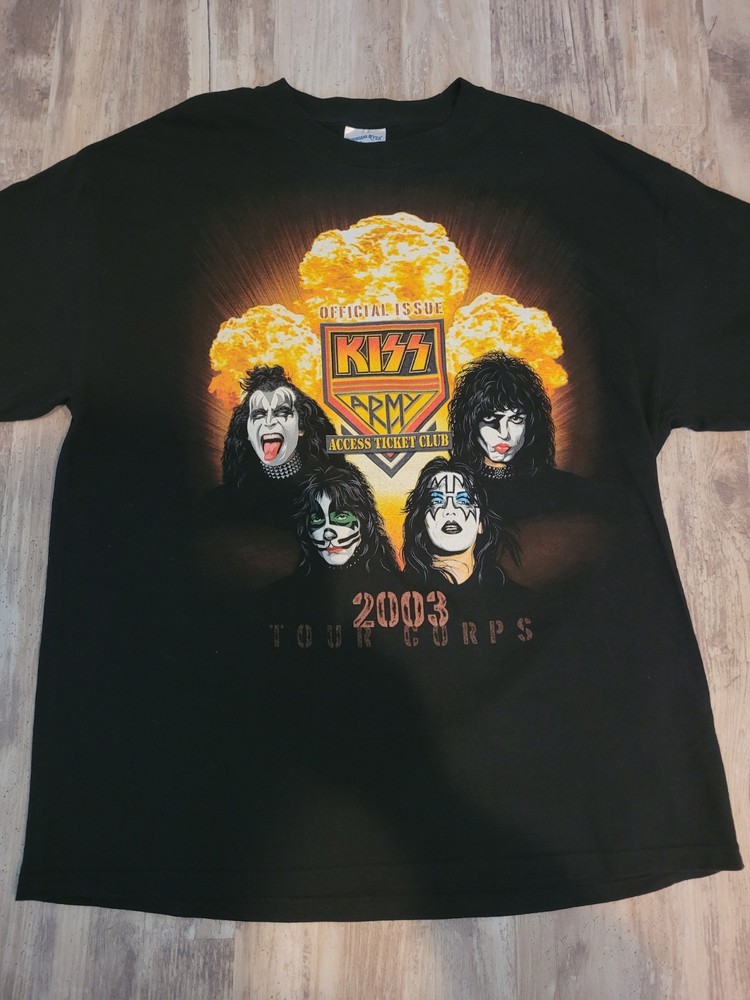 NWOT 2003 KISS Army Access Ticket Club Concert Tour Platinum Corps Shirt Sz XL