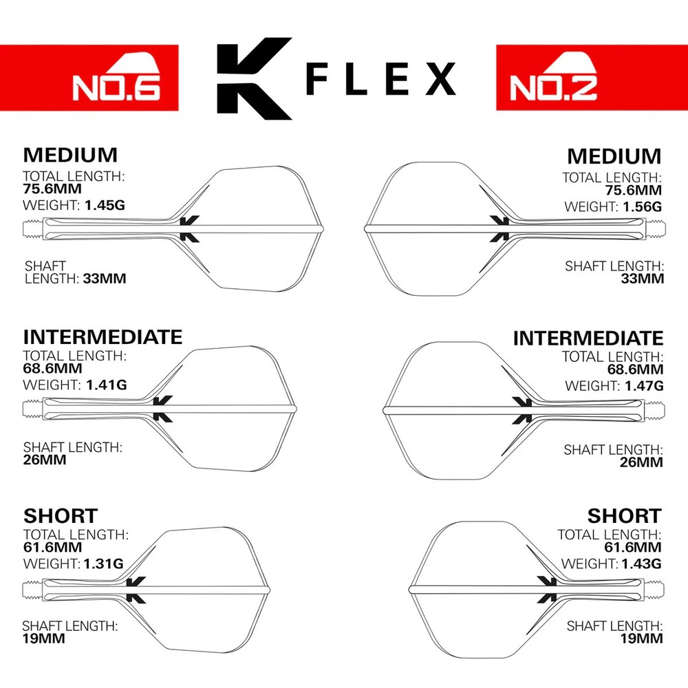 ROB CROSS TARGET K-FLEX 1 PIECE MEDIUM SHAFT & NO2 FLIGHT