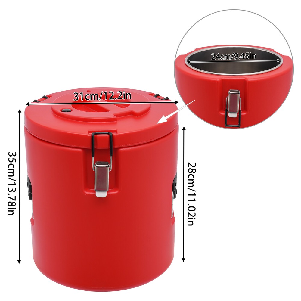 Red 15L Insulated Soup Container with Lid - Durable & Versatile Design