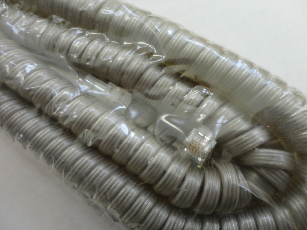 25 Foot Modular Coiled Handset Cord, Clear/Silver