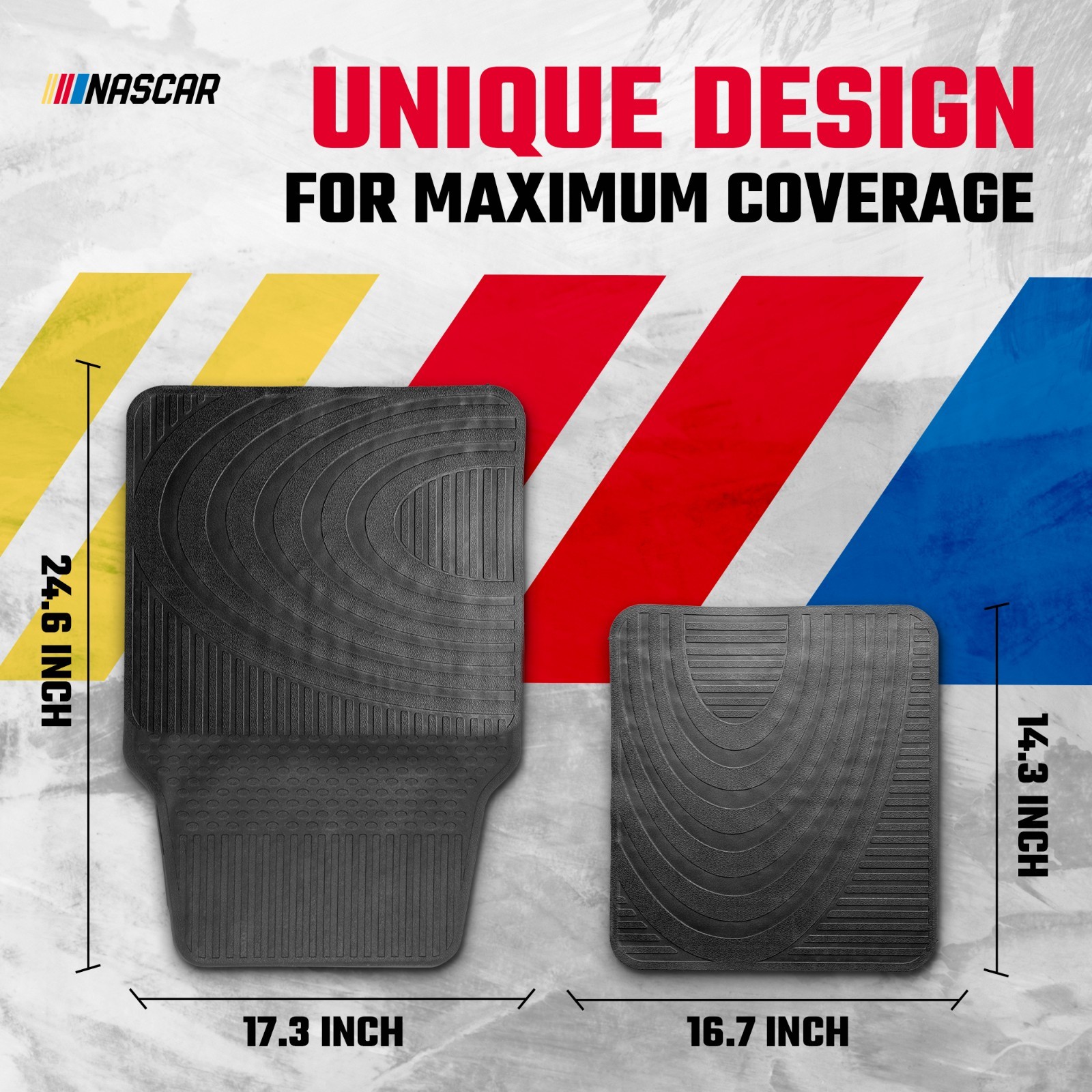 NASCAR Essential Car Floor Mats – 4-Piece Set | All-Weather | Universal Fit