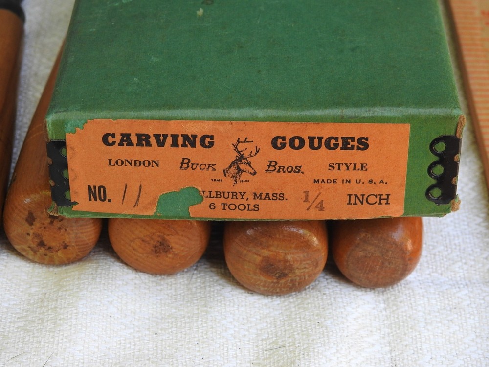 Set of 6-Vintage Buck Brothers Carving  Gouges Chisel in Original Box London