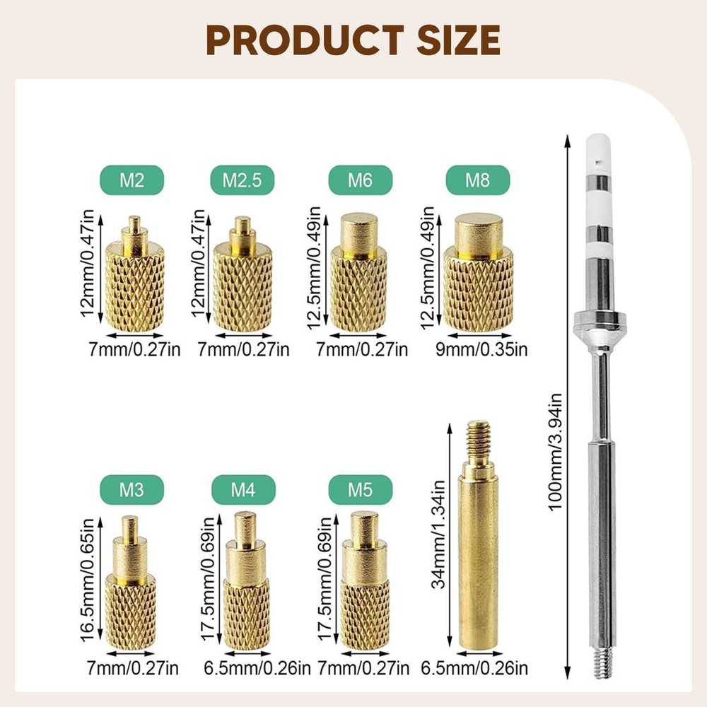 Heat Kit Insert Tool Insertion Tip Adapter Kit .5 M3 M4 M8 Press Tools