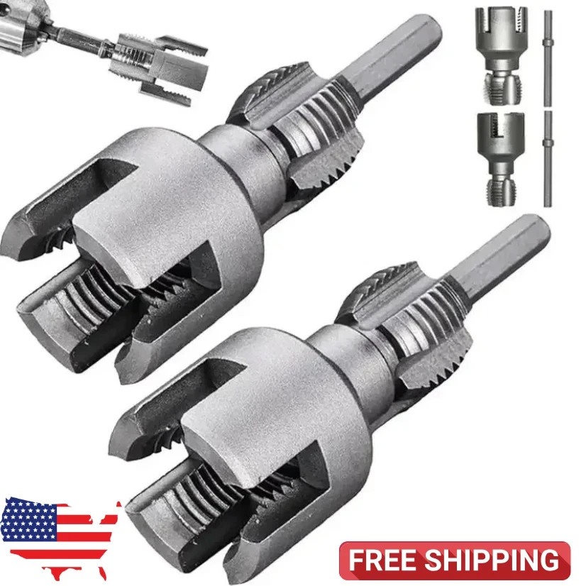 2pcs Integrated Internal & External Pipe Threading-Tool,PVC Pipe Threader Kit