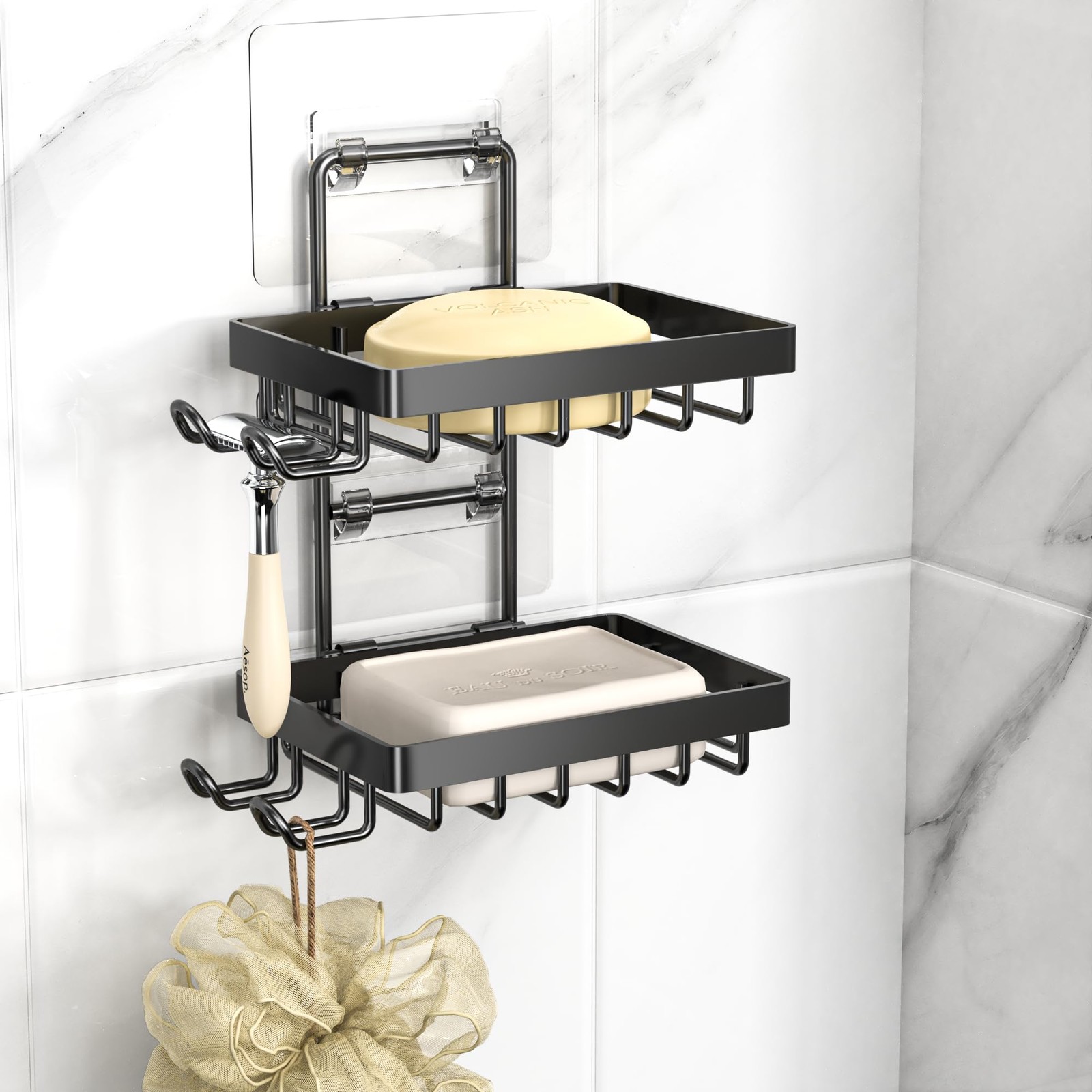 Double Soap Bar Holder for Shower, No Drilling, 304 Stainless Steel, Wall Mounte