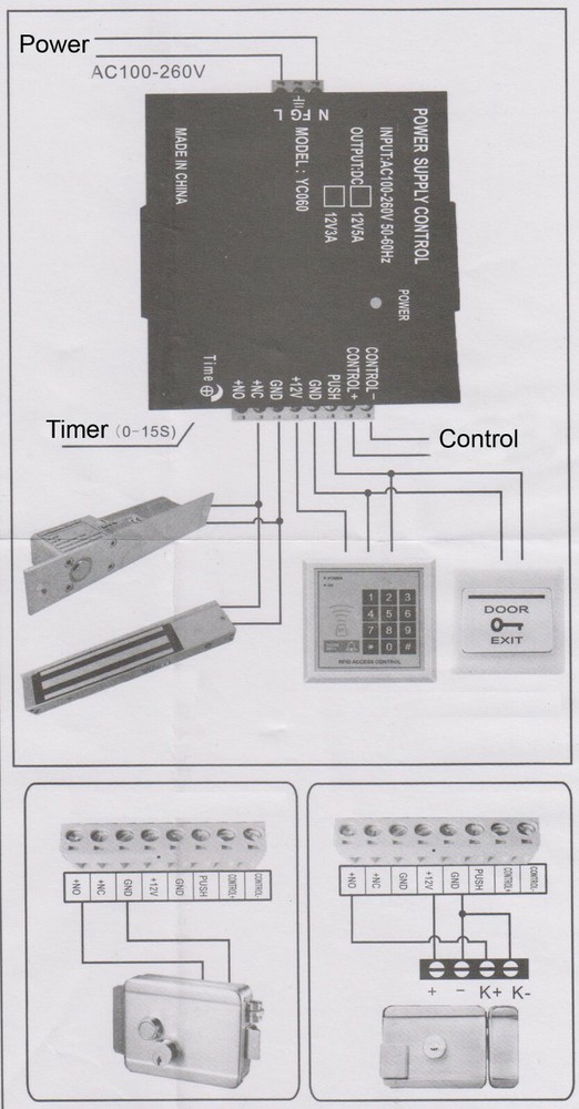 Electric Door Access Lock Control System Power Supply 12V 5A Adjustable Timer A+