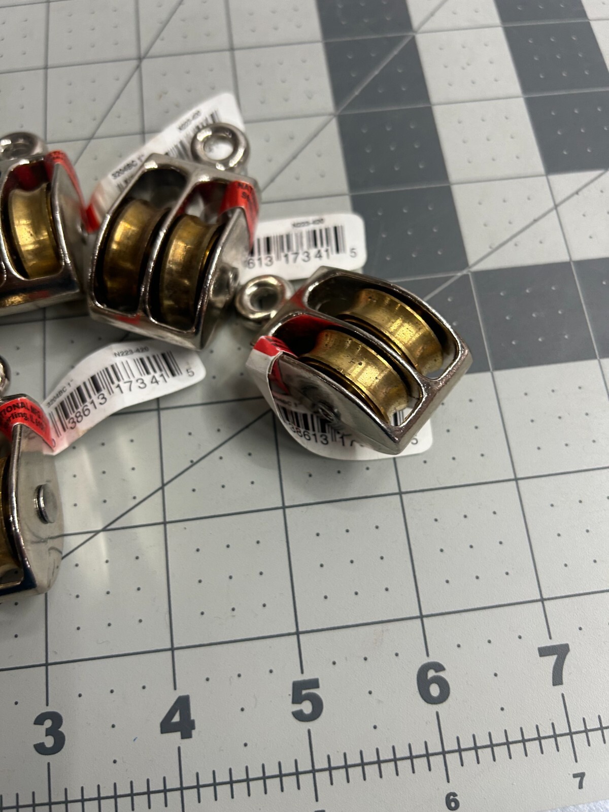 6-pack lot National Hardware 1" Double Fixed Eye Pulley N223-420 30LB Capacity