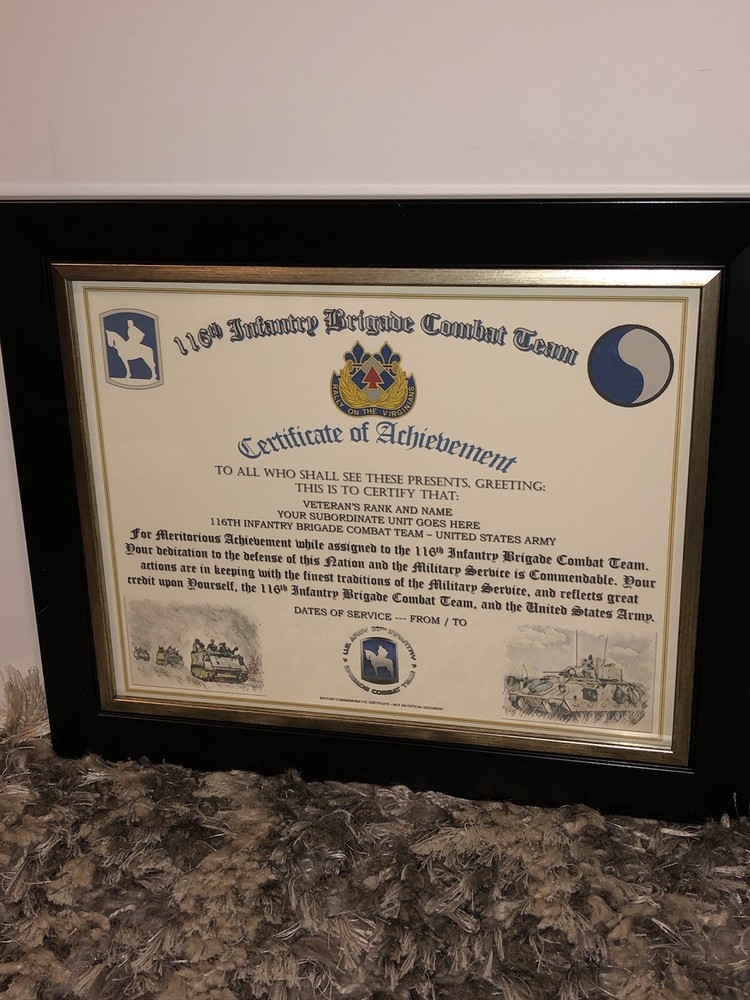 116TH INFANTRY BRIGADE COMBAT TEAM - COA / (COMMEMORATIVE CERTIFICATE)