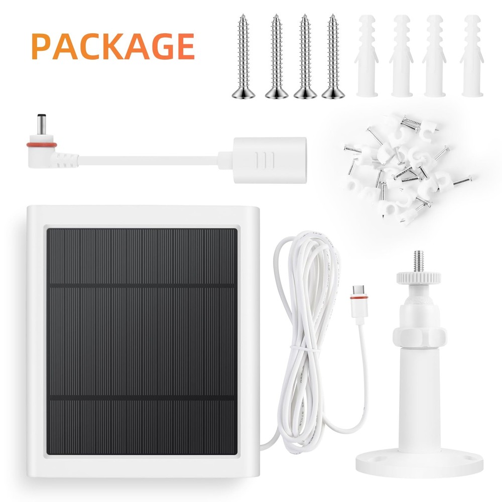 Solar Panel for Ring Camera, 2 Pack 4W Charger 2pc, White 2PCS