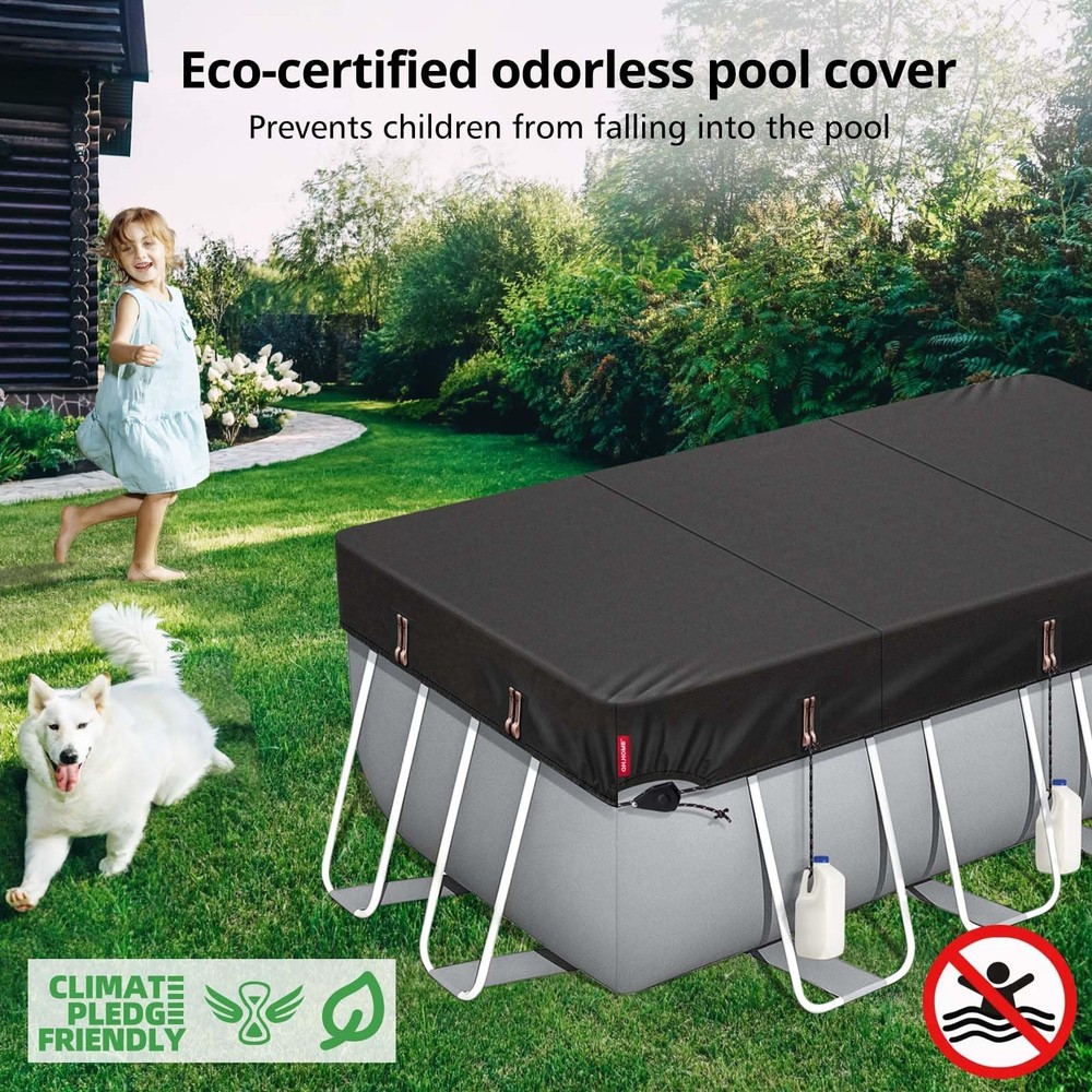 Winter Rectangular Pool Cover for 8x16 Ft Bestway/Intex/Coleman Frame Rectang...