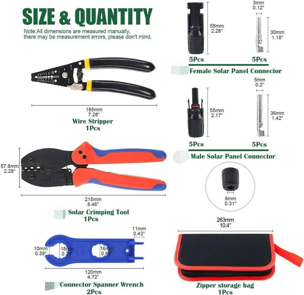Solar Crimping Tools Includes Solar Panel Connectors, Solar Cable Connectors, Sp