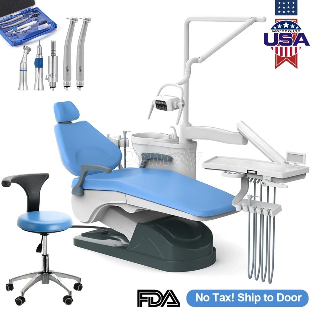 FDA Dental Unit Chair Computer Controlled DC Motor+Stool+High&Low Handpiece Kit