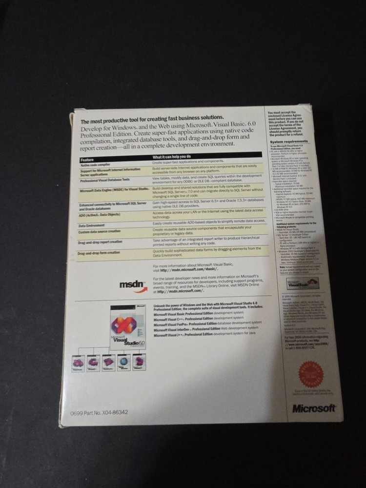 Microsoft Visual Basic 6.0 Professional 6 Upgrade