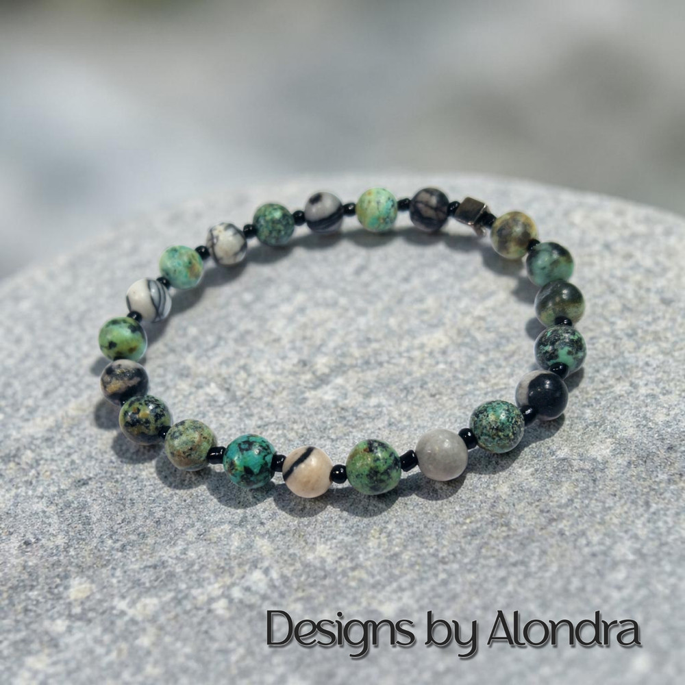 Boho Chic African Turquoise Stone Bead Bracelet