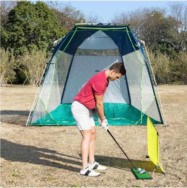 Quick-Up Golf Cage Tent Range Slice Guard Chipping Net Hitting Mat Tee 10' X 7'