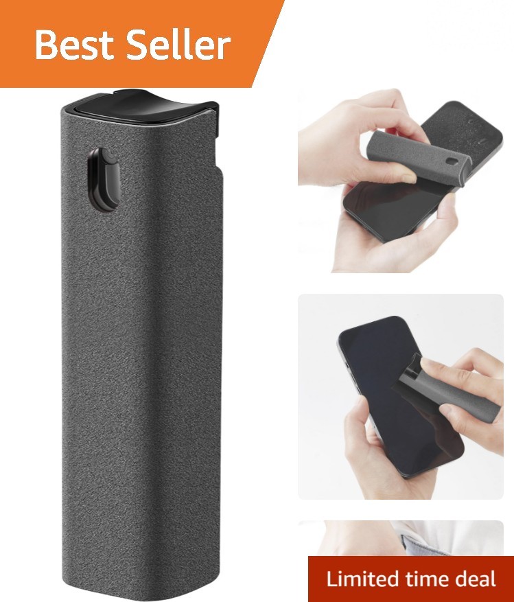 Wide Compatibility Touchscreen Cleaner - Quick Wipe Spray & Microfiber Cloth Duo
