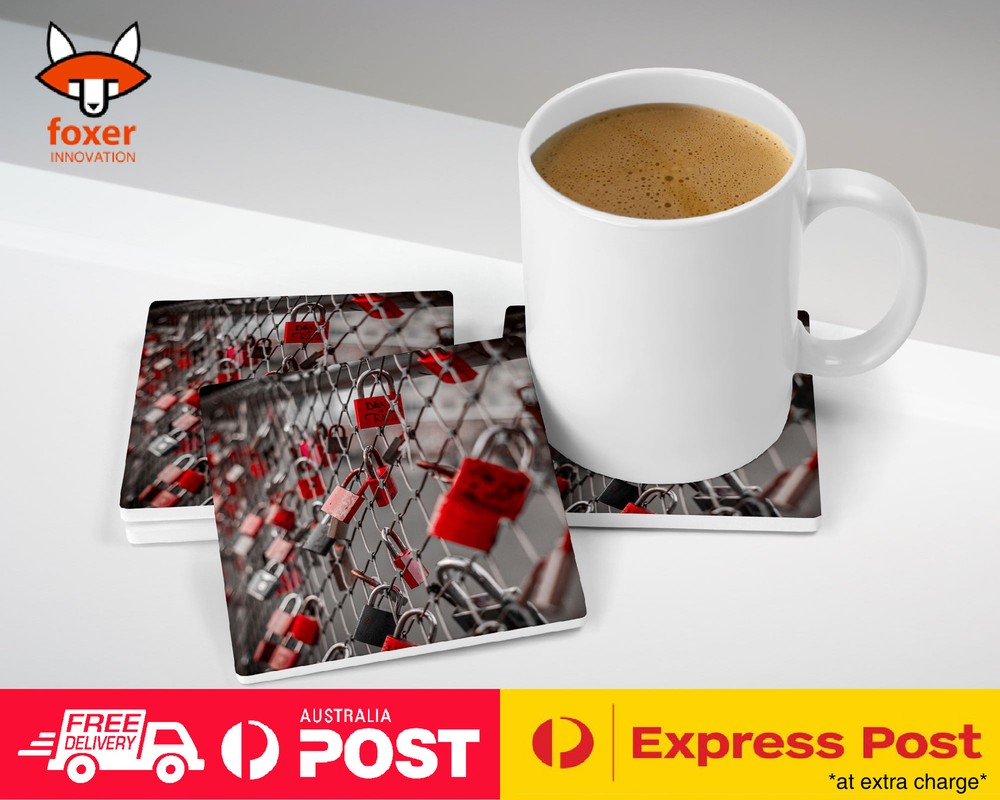 COASTER COFFEE DRINKING MAT|CUTE COUPLE LOCK LOCKETT