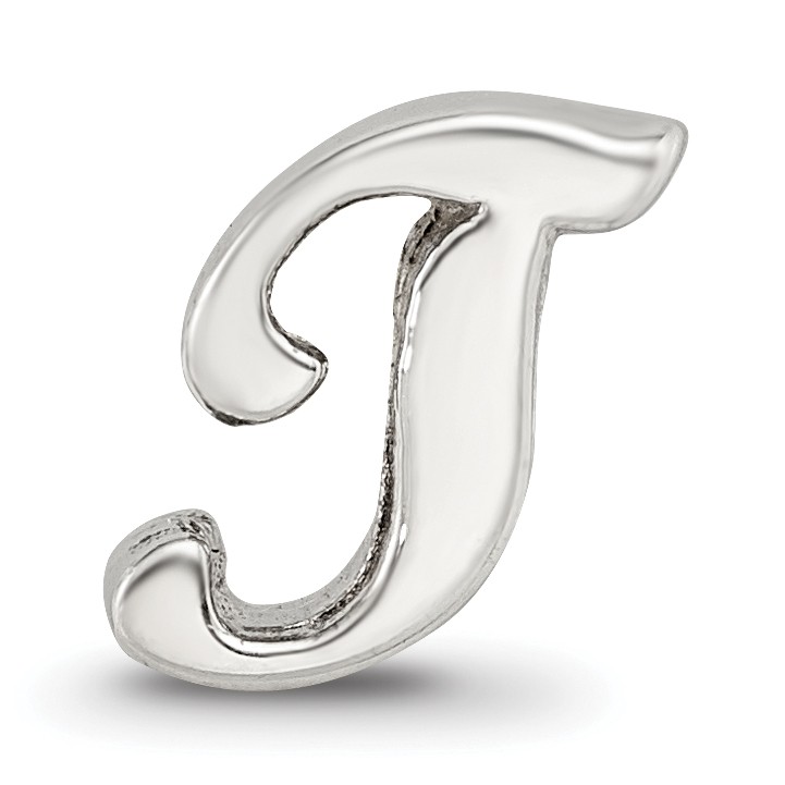 Silver Reflections Letter T Script Bead QRS1430T