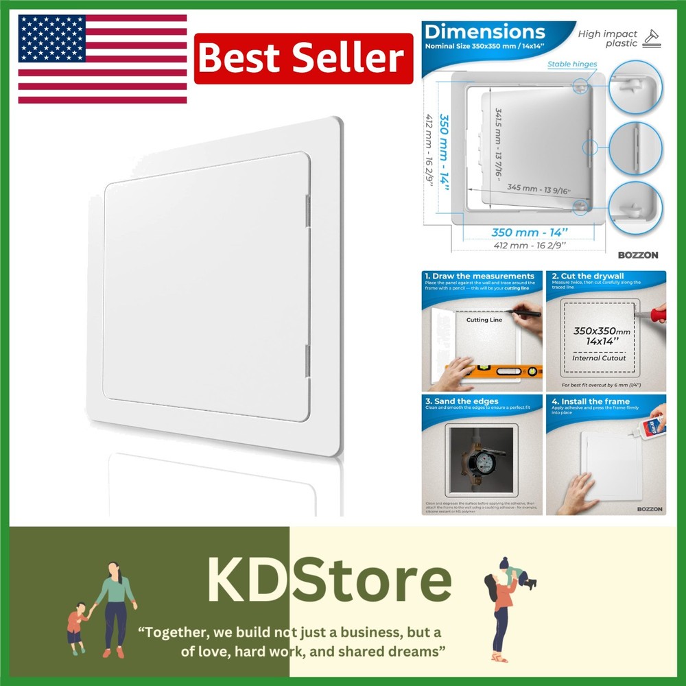 14 x 14 Drywall Access Panel - Durable White Plastic for Easy Repairs