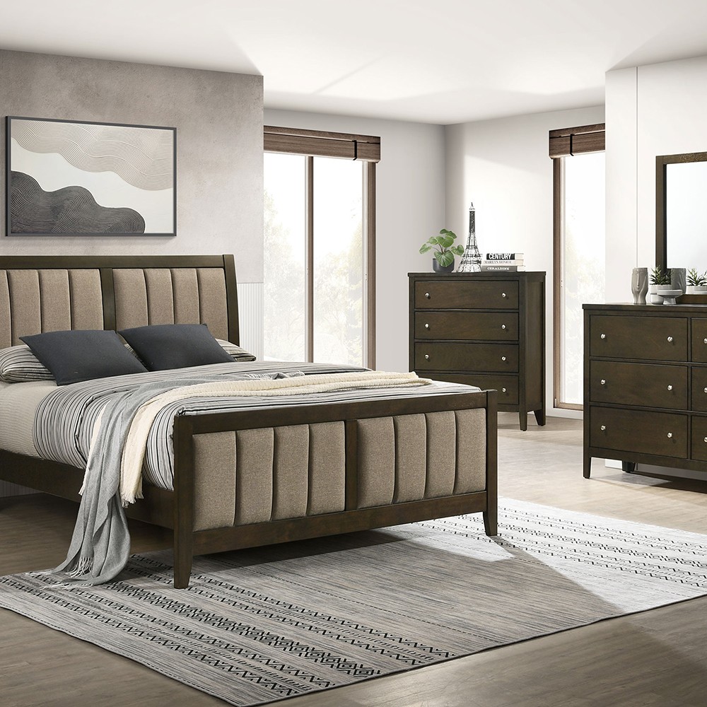 Dark Cocoa Nightstand, 2-Drawer Bedside Table, Modern Storage Cabinet