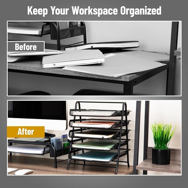 Durable Five Color-Coded Sorting Trays Classroom Organization Metal Mesh Design