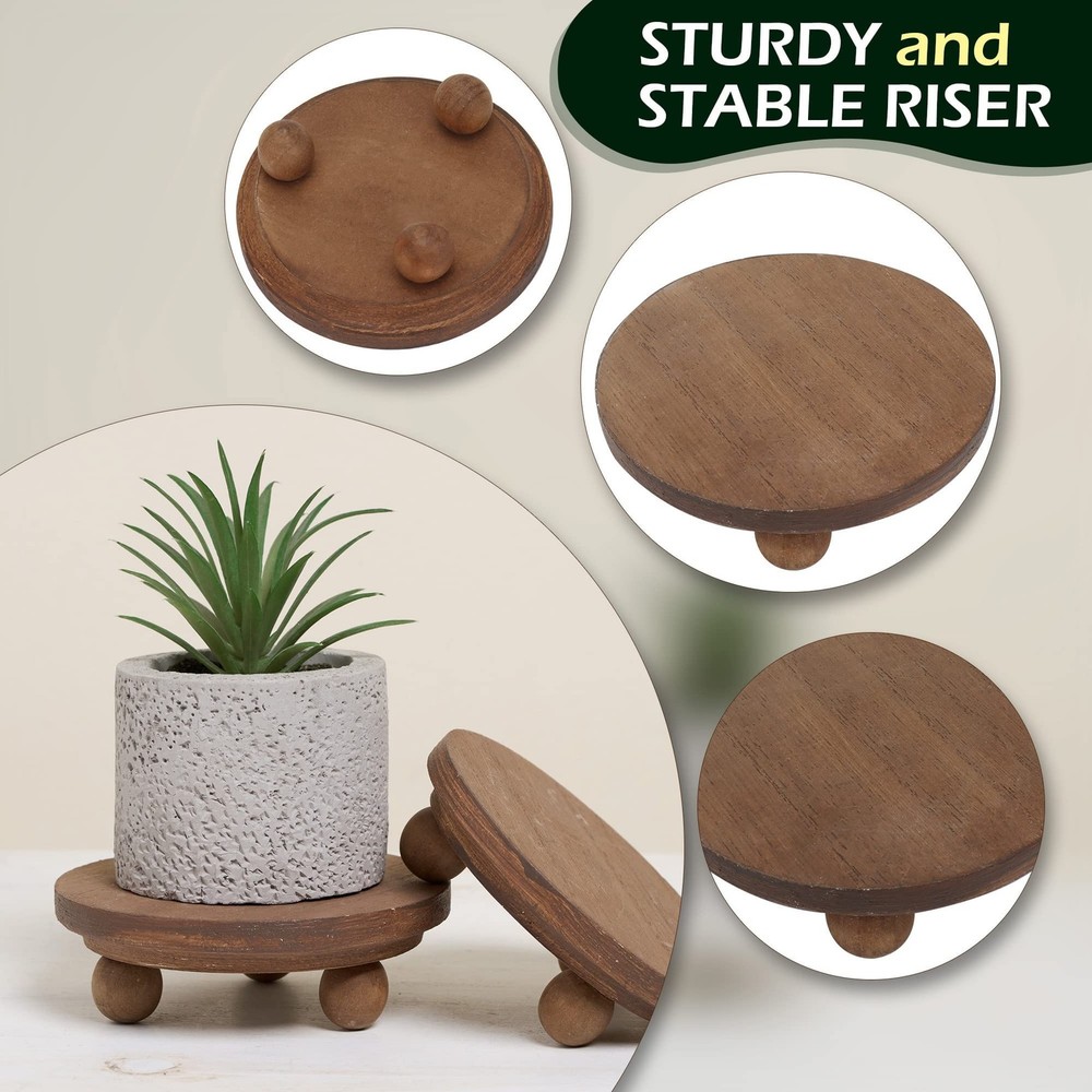 Defined Deco Mini Wood Risers for Display, Small 5"Round Rustic Pedestal Display