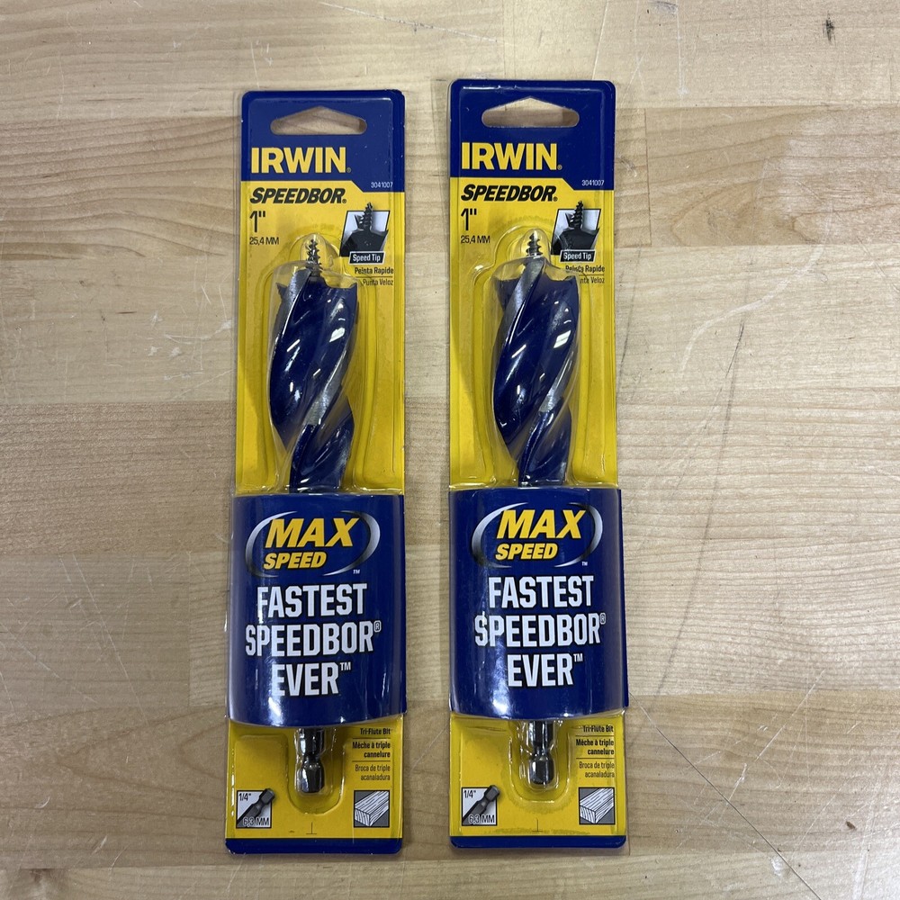 (2 PACK) Irwin 3041007 Speedbor 1" Tri-Flute Drill Bit Max Speed
