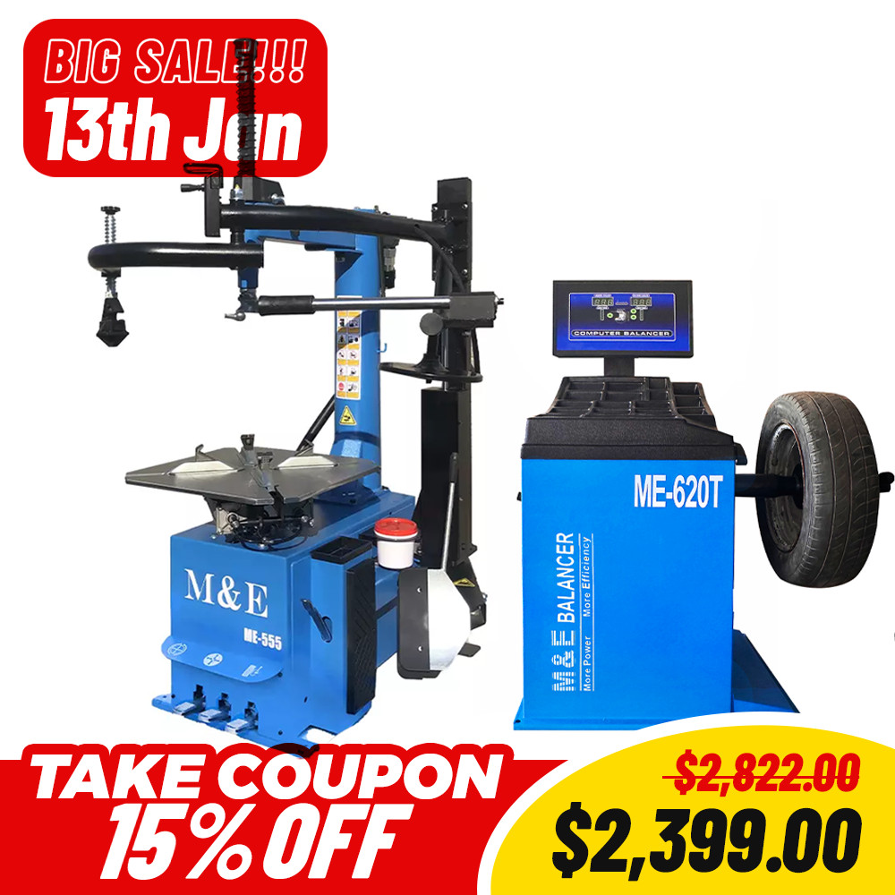 M&E Tire Changer Machine ME-T555 + Wheel Balancer ME-B620T Automotive Equipment