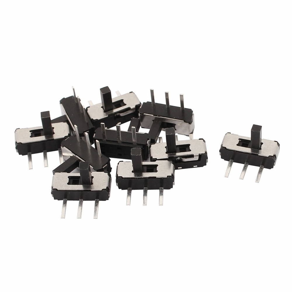 10 Pcs 2 Position Vertical 3P SPDT Micro Slide Switch Latching Toggle Switch