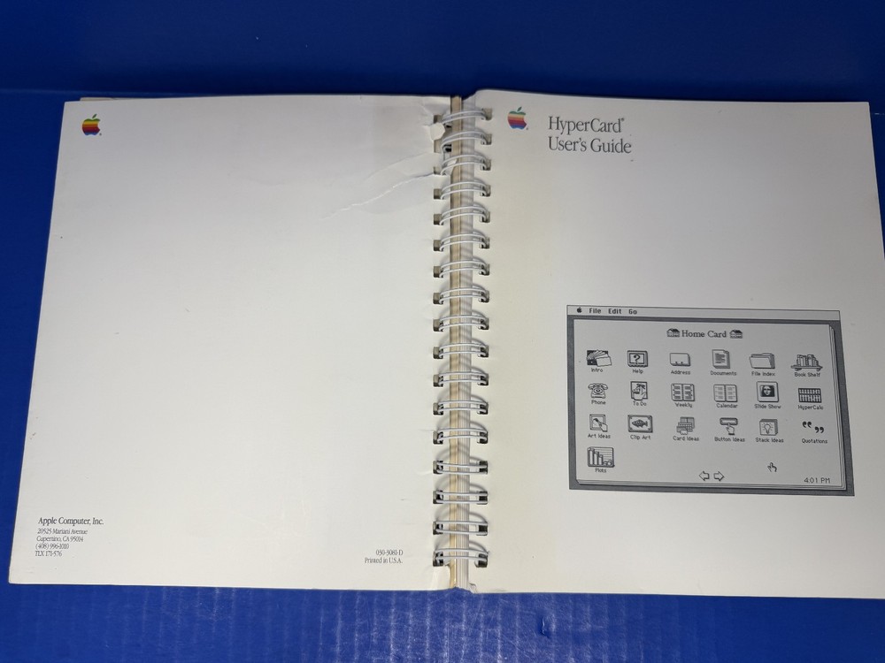 HYPERCARD USER'S GUIDE (1989, SPIRAL BINDING) -Apple Macintosh Manual -VERY GOOD