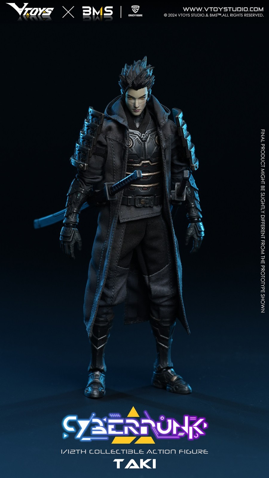 VTOYS X BMS 1/12 VSD010 Cyberpunk Samurai Taki Action Figure Collection Model