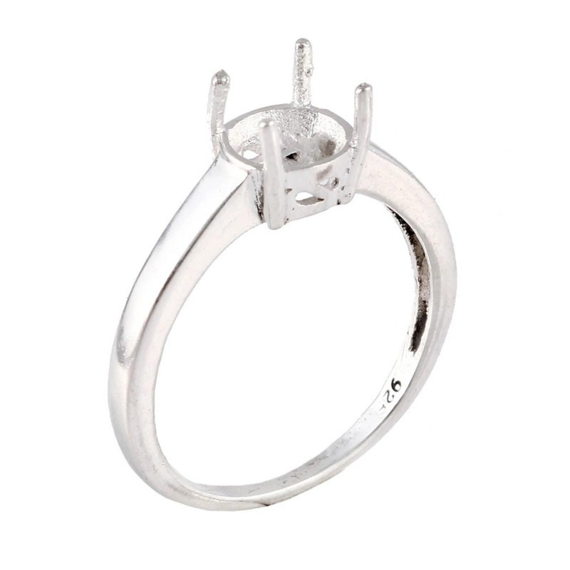 Semi Mount Ring 925 Sterling Silver Ring Setting Size 6X6 MM Round Shape Ring