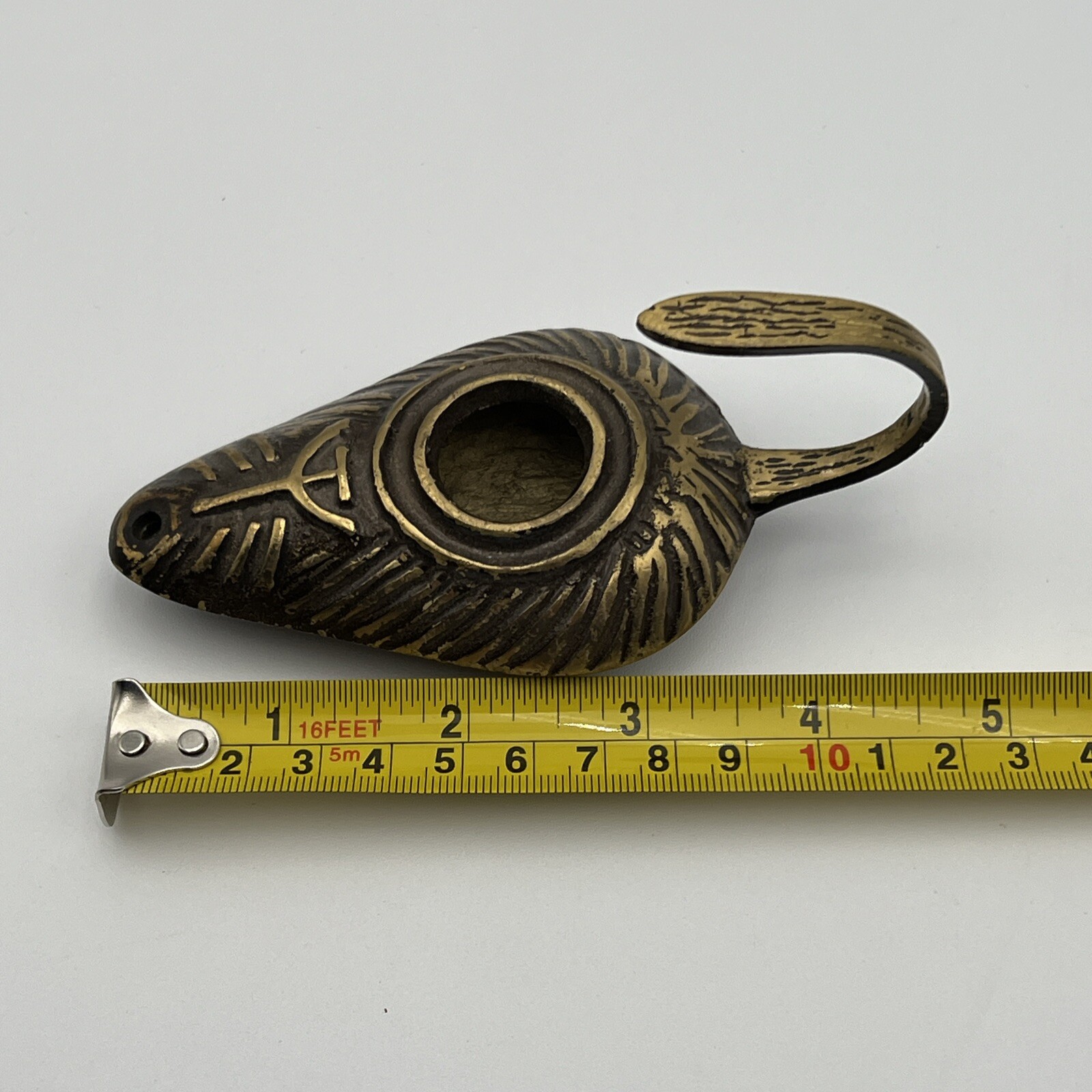 Vtg Brass Etched Incense Burner Holder Jerusalem Metal Decor Ornate