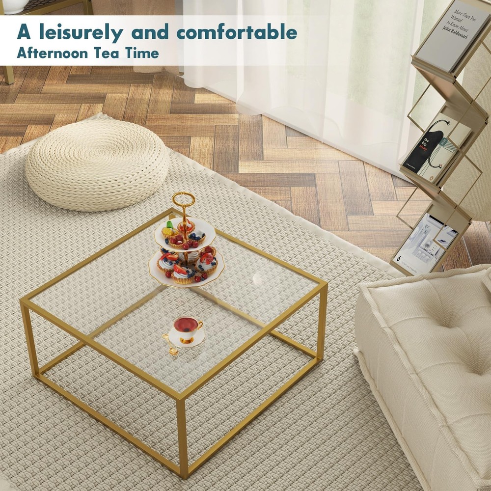 SAYGOER Gold Side Table and Coffee Table