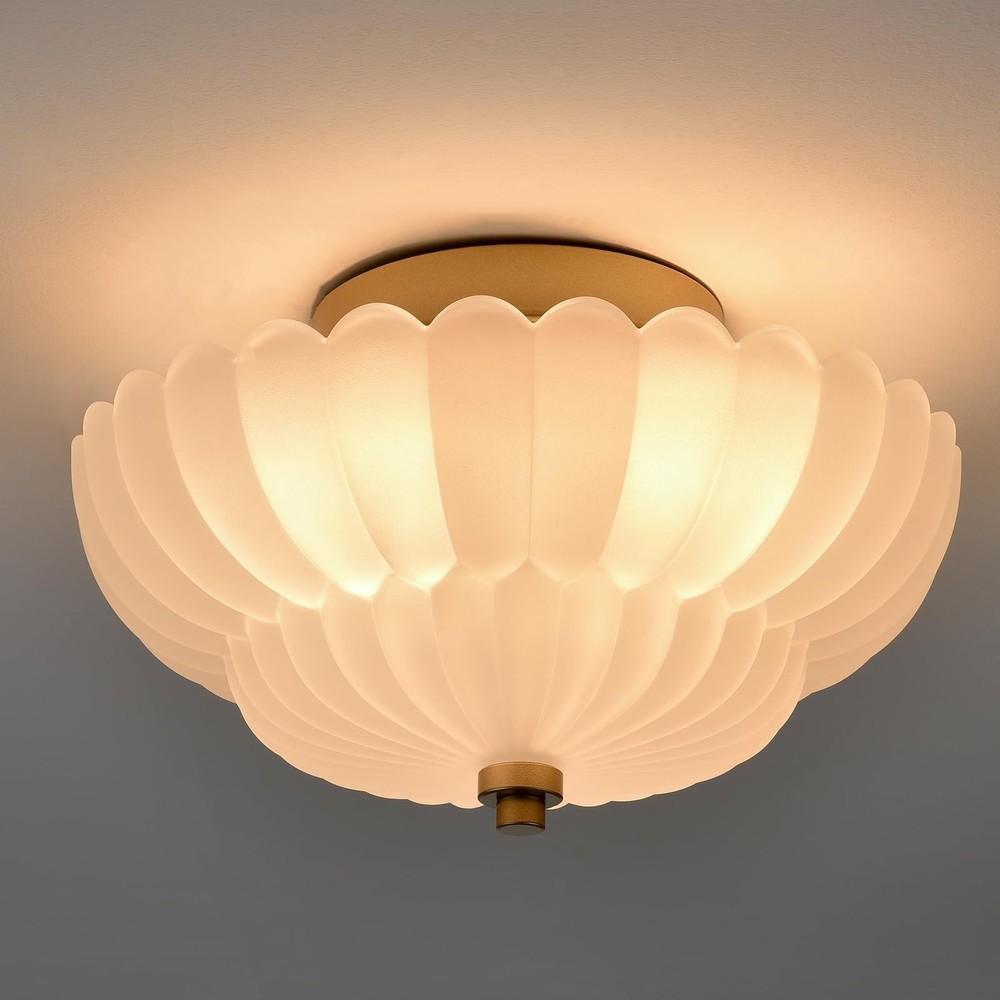 HYDELITE Gold Flush Mount Ceiling Light Fixture Modern Semi Flush Mount Ceili...