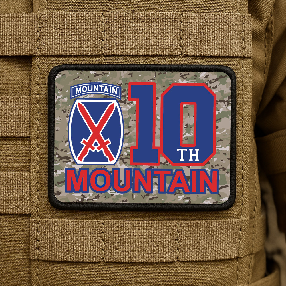 10th Mountain Division Printed Morale Patch -3 Inch X 4 Inch, Hook & Loop Back