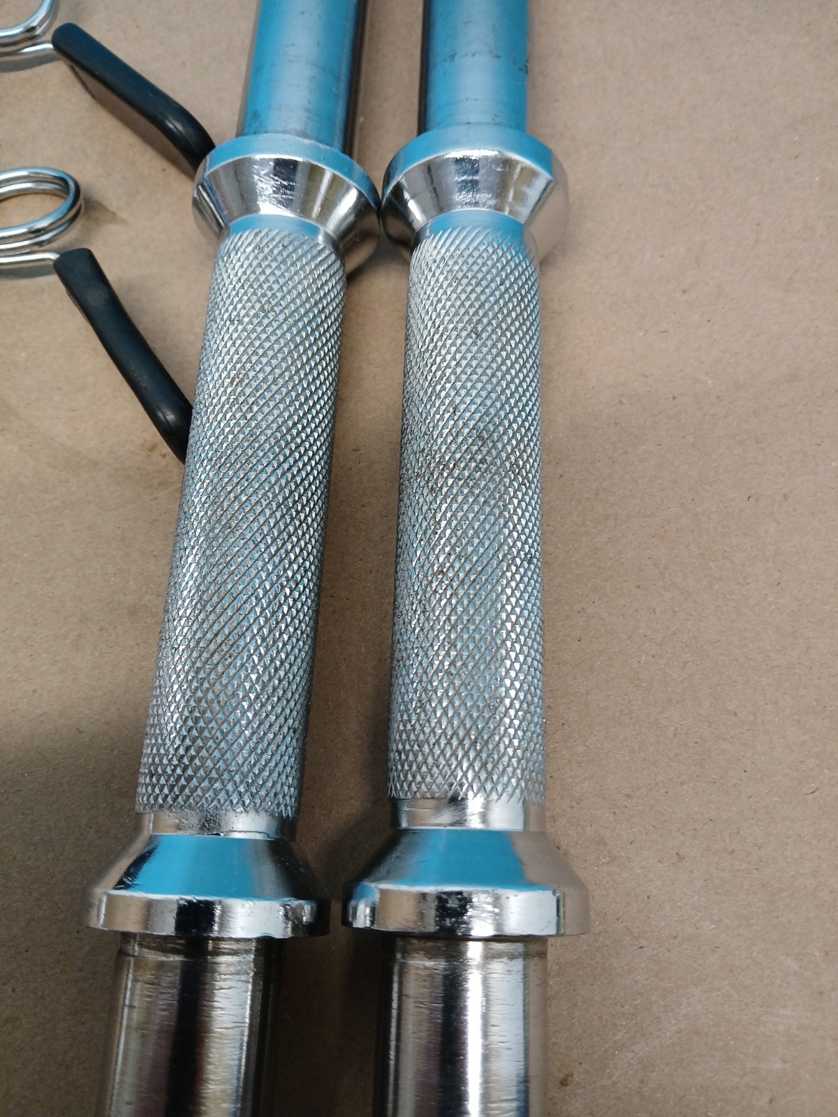 Standard 1" Dumbbell Handles Pair + Spring Collars Weight Lifting Bar Set